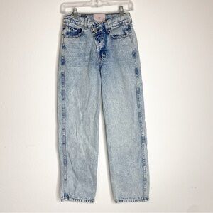 Revice Denim High Rise Baggy Straight Leg Cross Waist Jeans